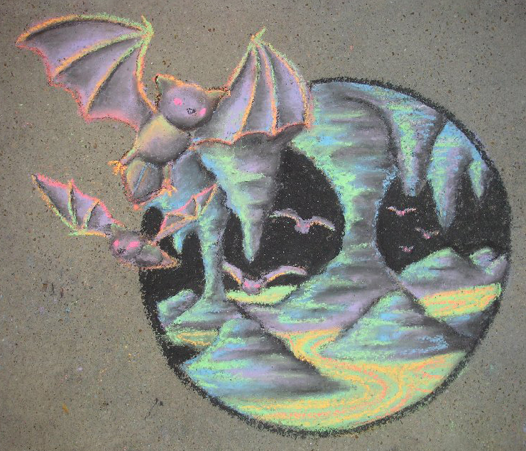 bats chalk drawing