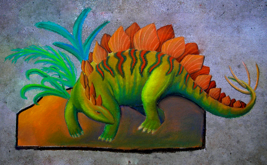 stegosaurus chalk drawing